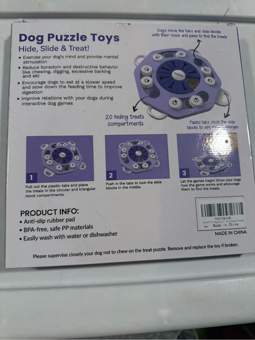 Dog Puzzle Toy Interactive Treat Dispenser - Purple